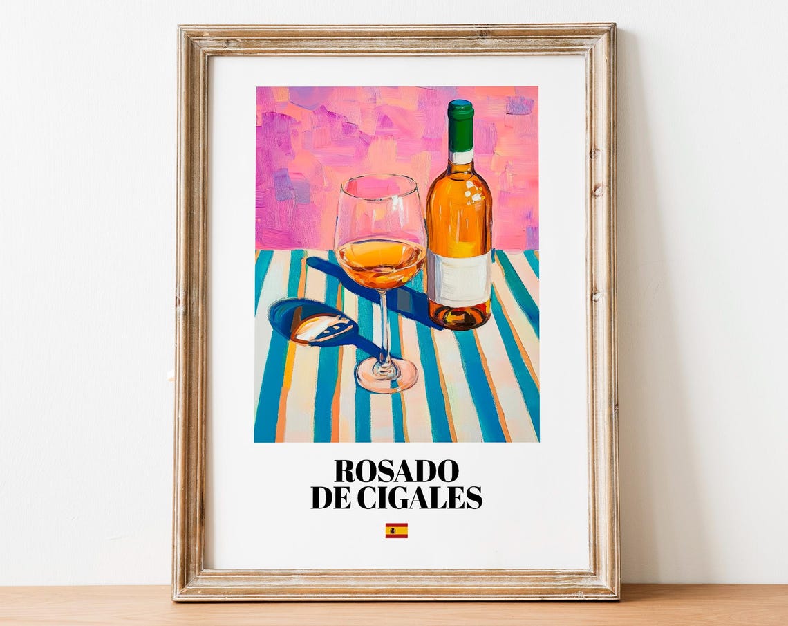 Rosado de Cigales Spanish Rose Wine Still Life Pink Wall Decor Poster
