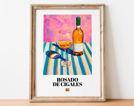 Rosado De Cigales Wall Art Print Poster Artisanal Ros Wine Artwork For Kitchens
