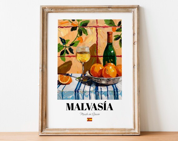 Malvasia Wine Still Life With Oranges Spanish Citrus Art Poster