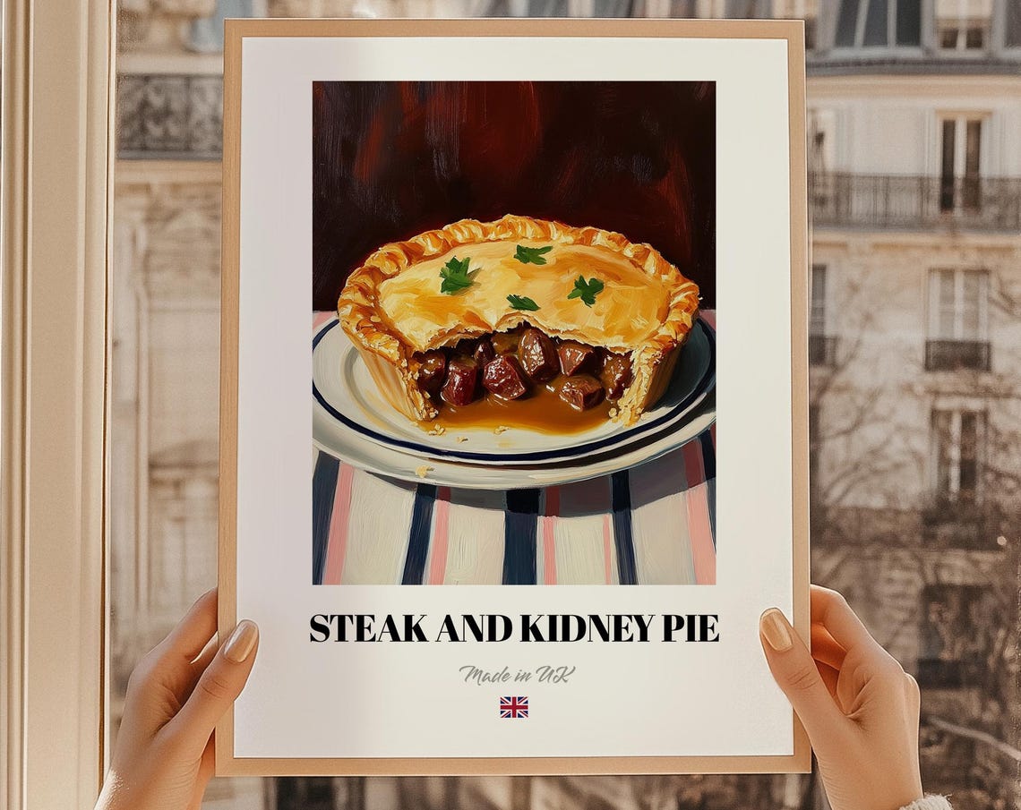 Steak and Kidney Pie British Savory Classic Painting Kitchen Wall Art