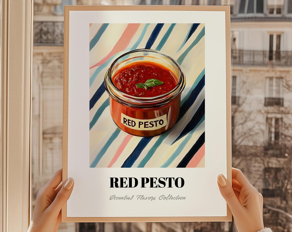 Red Pesto Grocery Art Sauce Wall Print Chef Gift Restaurant Decor Kitchen