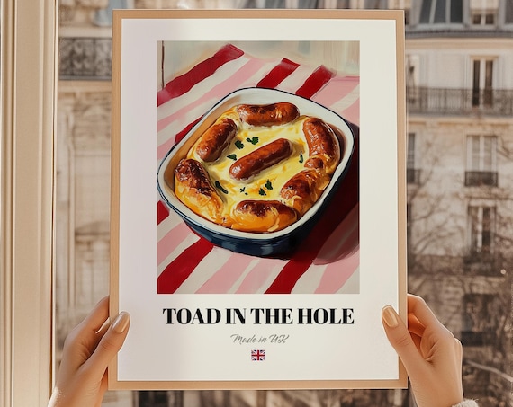 Toad in the Hole British Sausage Casserole Painting Kitchen Wall Art