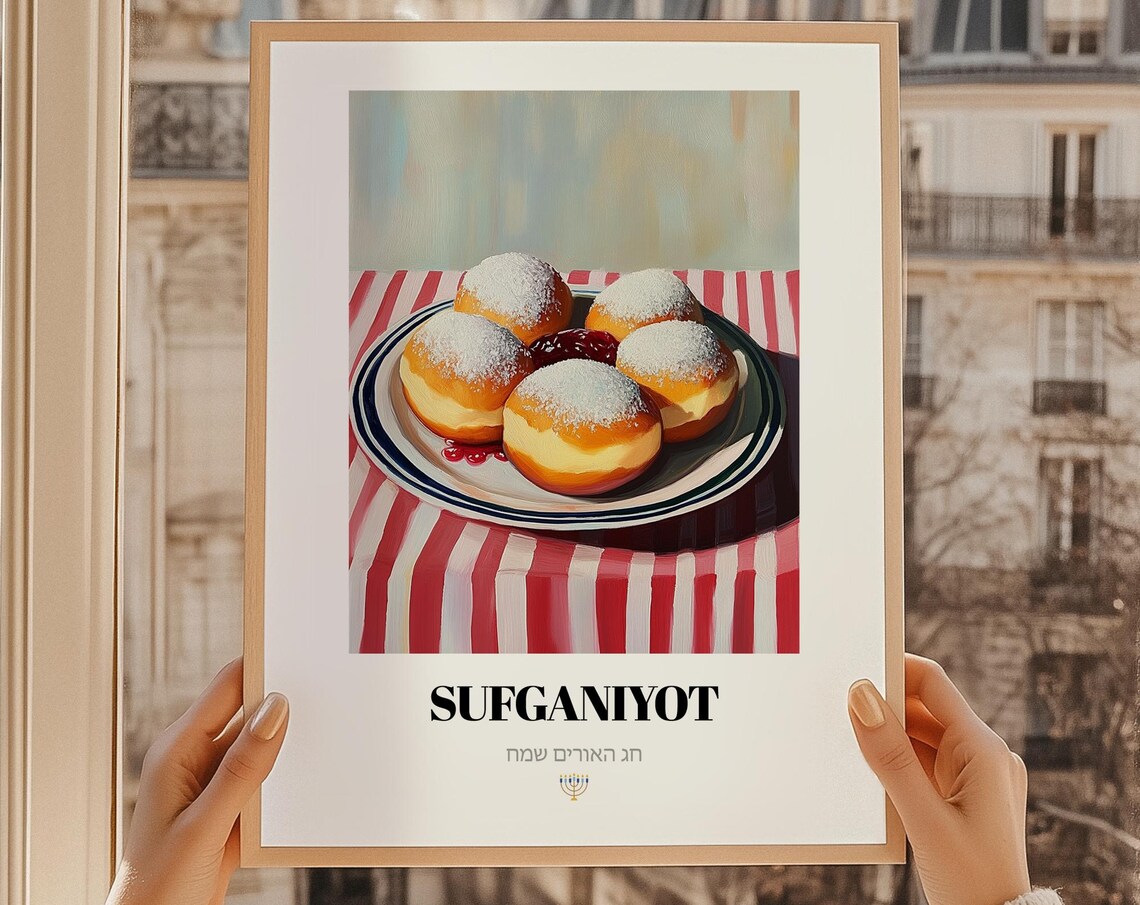 Sufganiyot Hanukkah Jelly Donuts Vintage Oil Painting Poster