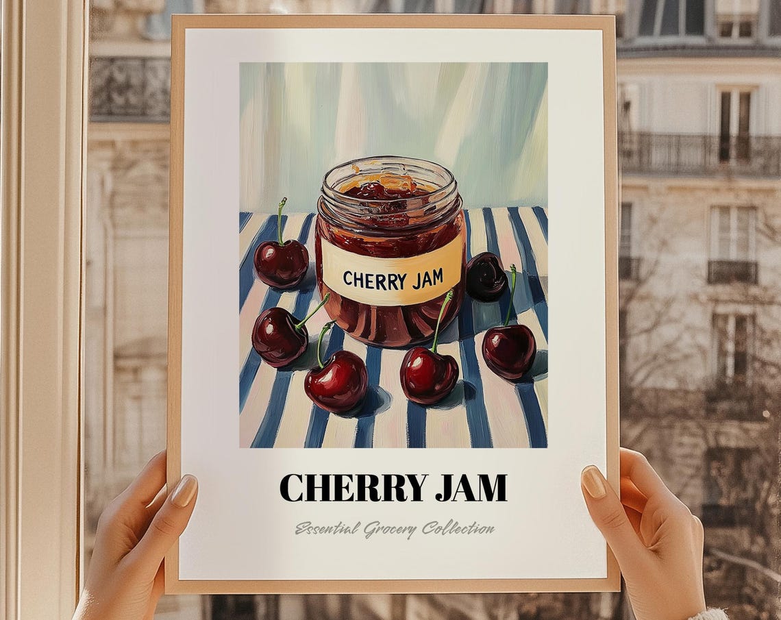 Cherry Jam Wall Art Pantry Decor Print Chef Gift Restaurant Kitchen