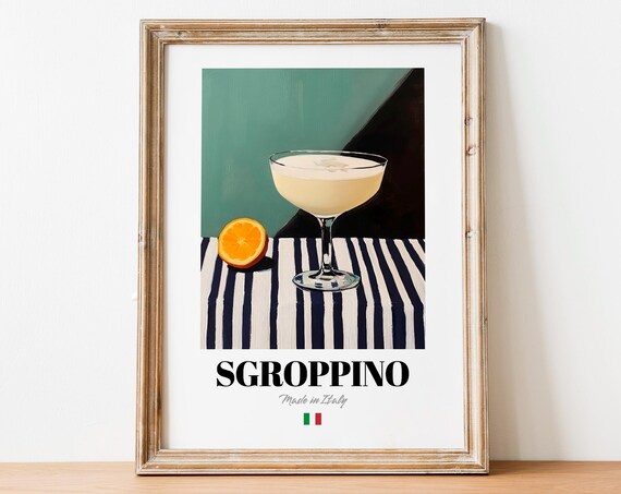 Vintage Sgroppino Glass Print Poster Italian Dessert Art For Culinary Spaces