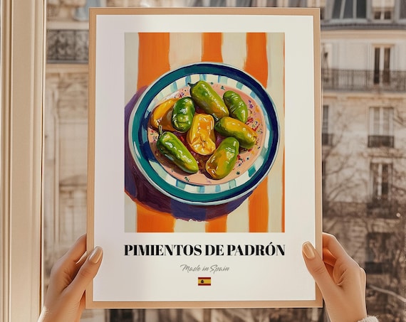 Pimientos de Padron Spanish Peppers Plate Art Kitchen Poster