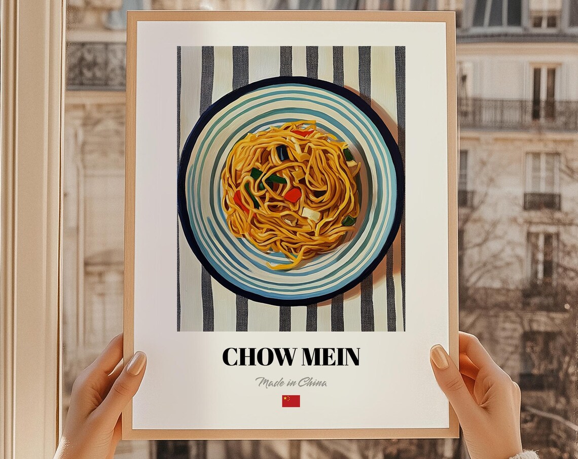 Chow Mein Poster Chinese Food Illustration Still Life Cuisine