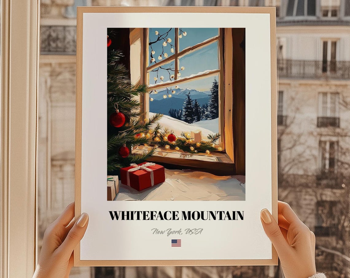 Whiteface Mountain New York Usa Ski Resort Wall Decor Print Poster Christmas Gift