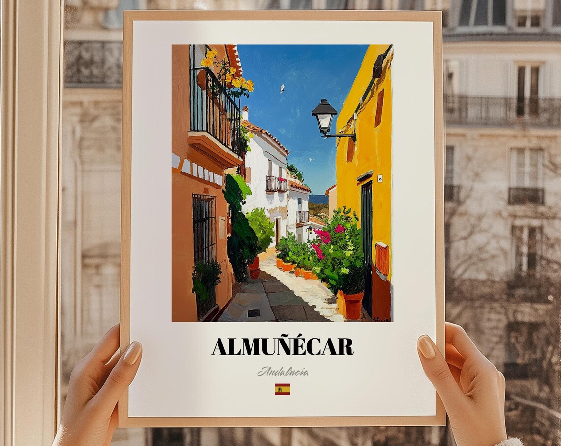Almunecar Spain Bougainvillea Lined Andalusian Street Painting Poster