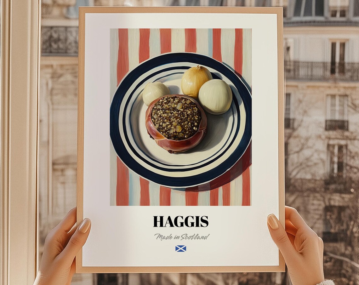 Haggis Wall Art Print Poster Scottish Cuisine Savory Pudding Friend Gift Scotland Cafe Decor
