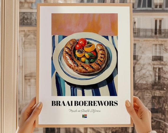 Braai Boerewors Made in South Africa Grilled Sausage Food Poster