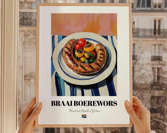 Braai Boerewors South African Sausage Cuisine Caf Dcor Wall Art Friend Gift