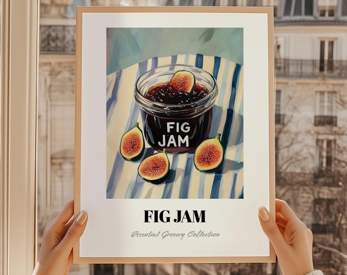 Fig Jam Jar Painting Essential Grocery Collection Kitchen Poster