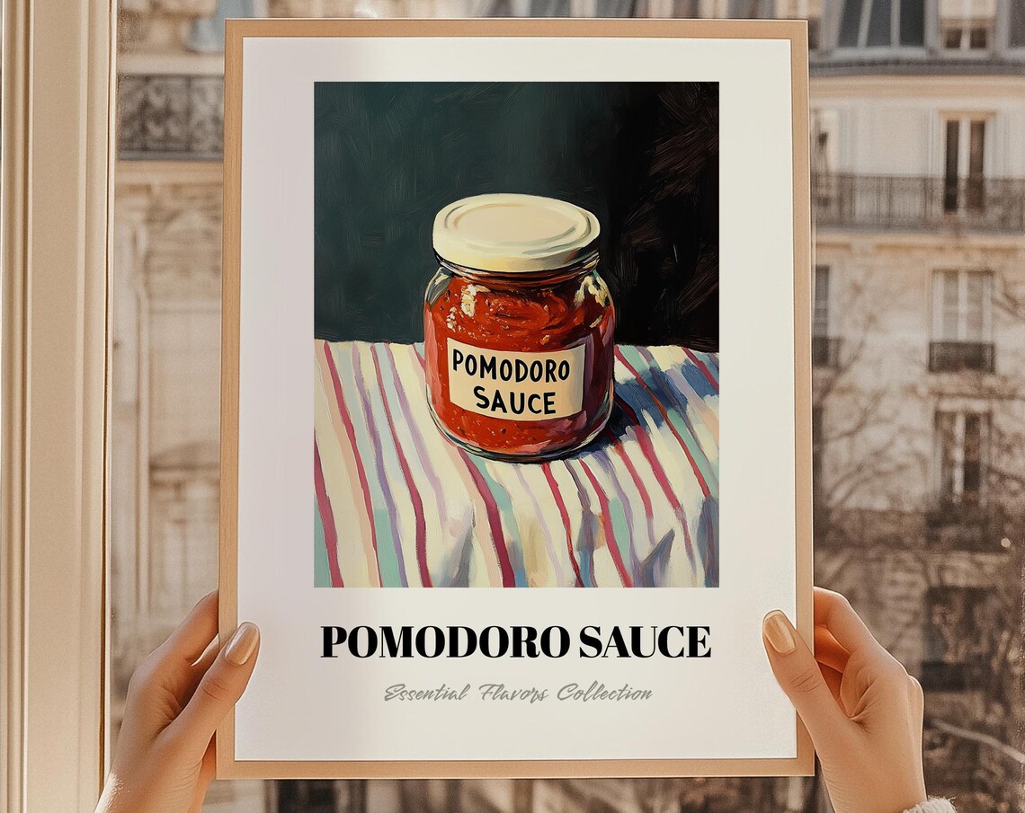 Pomodoro Sauce Grocery Poster Pantry Print Chef Gift Restaurant Wall Decor Kitchen Art