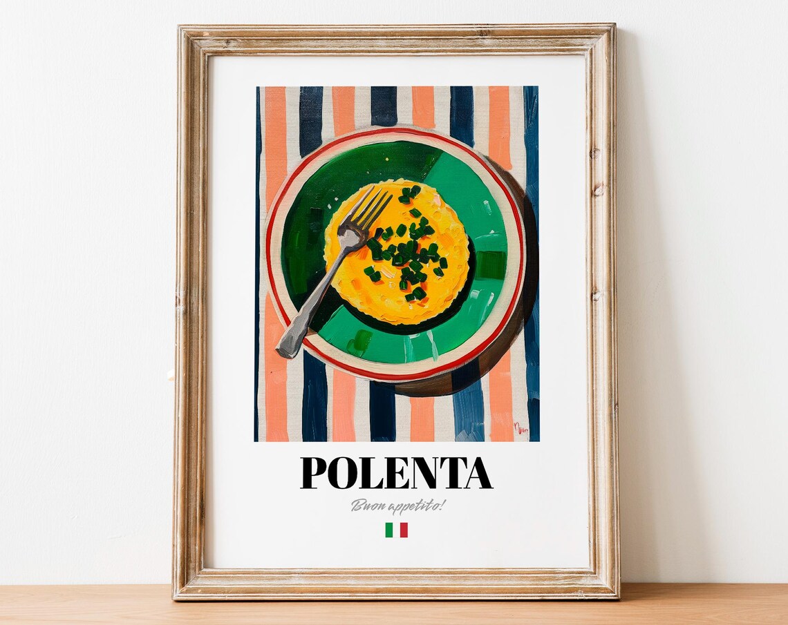 Vintage Polenta Print Poster, Italian Cuisine Art