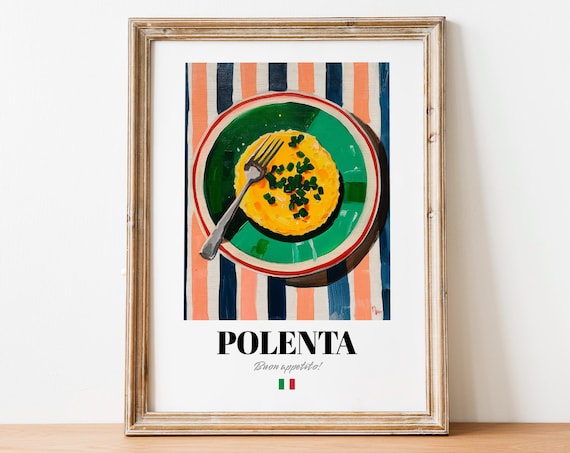 Vintage Polenta Print Poster, Italian Cuisine Art