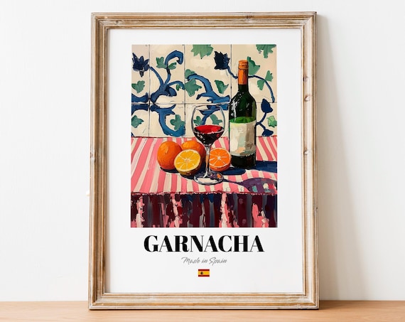 Spanish Garnacha Art Print Poster Red Wine Artwork For Bars And Restaurants