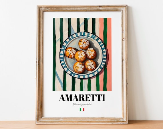 Amaretti Italian Almond Cookies Dessert Oil Painting Kitchen Poster