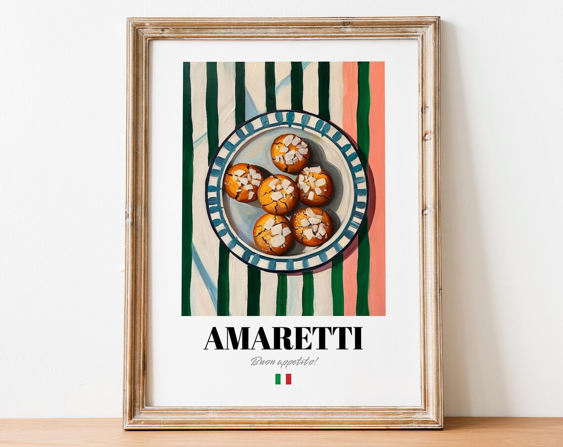 Italian Amaretti Poster Almond Cookie Decor For Dessert Lovers