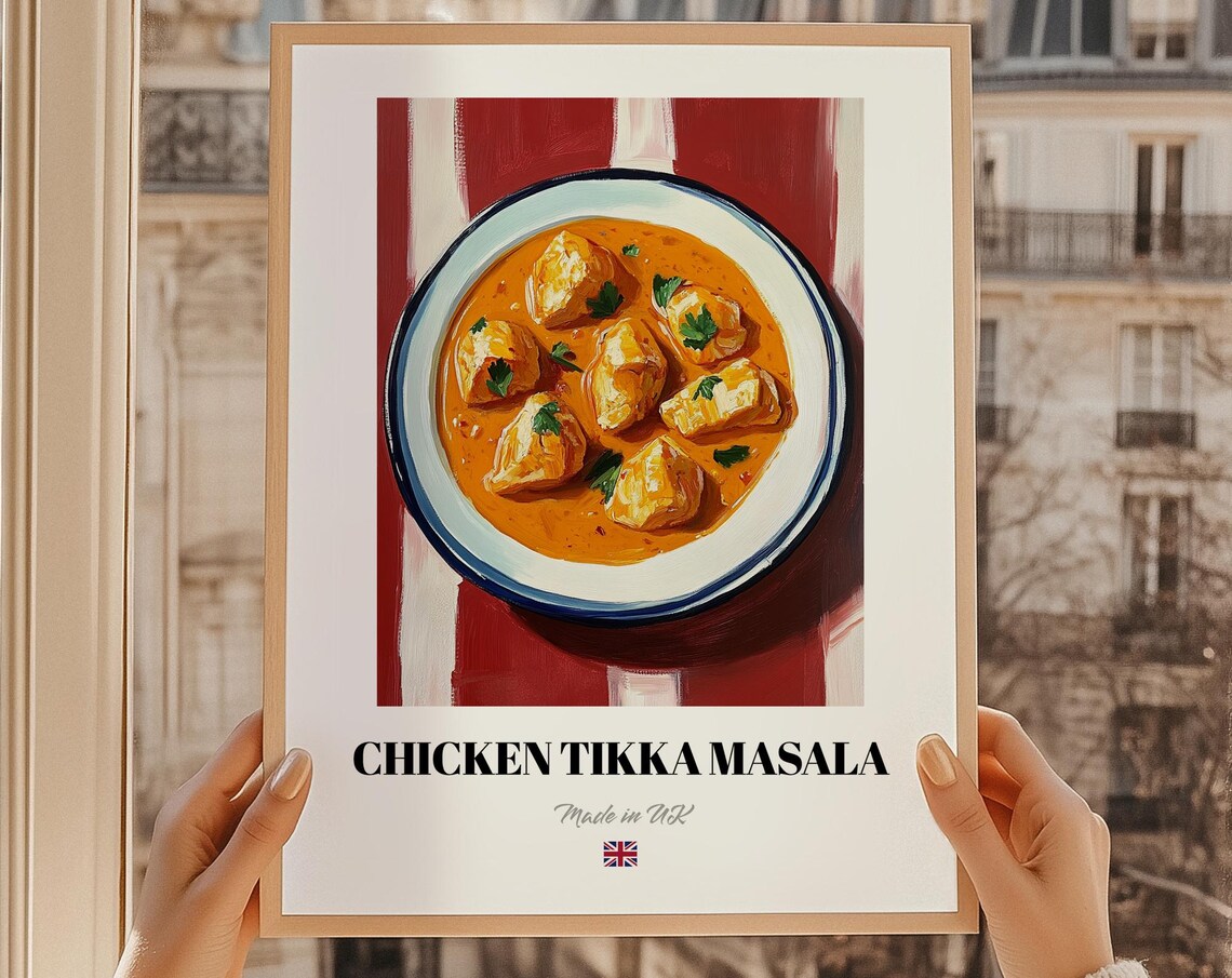Classic British Chicken Tikka Masala Curry Recipe Kitchen Poster