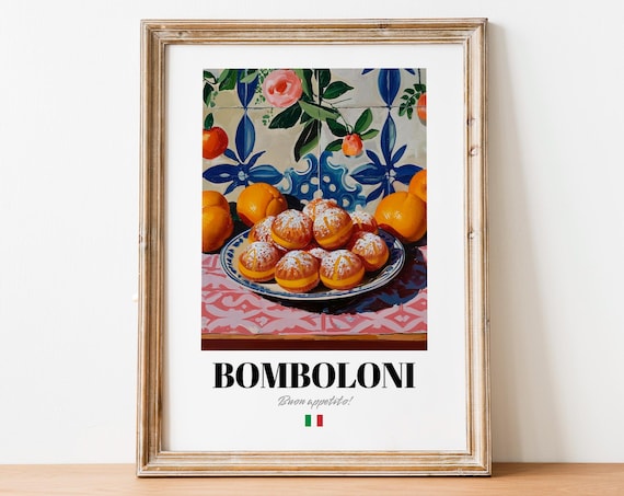 Italian Bomboloni Poster Filled Doughnut Art For Dessert And Caf Spaces