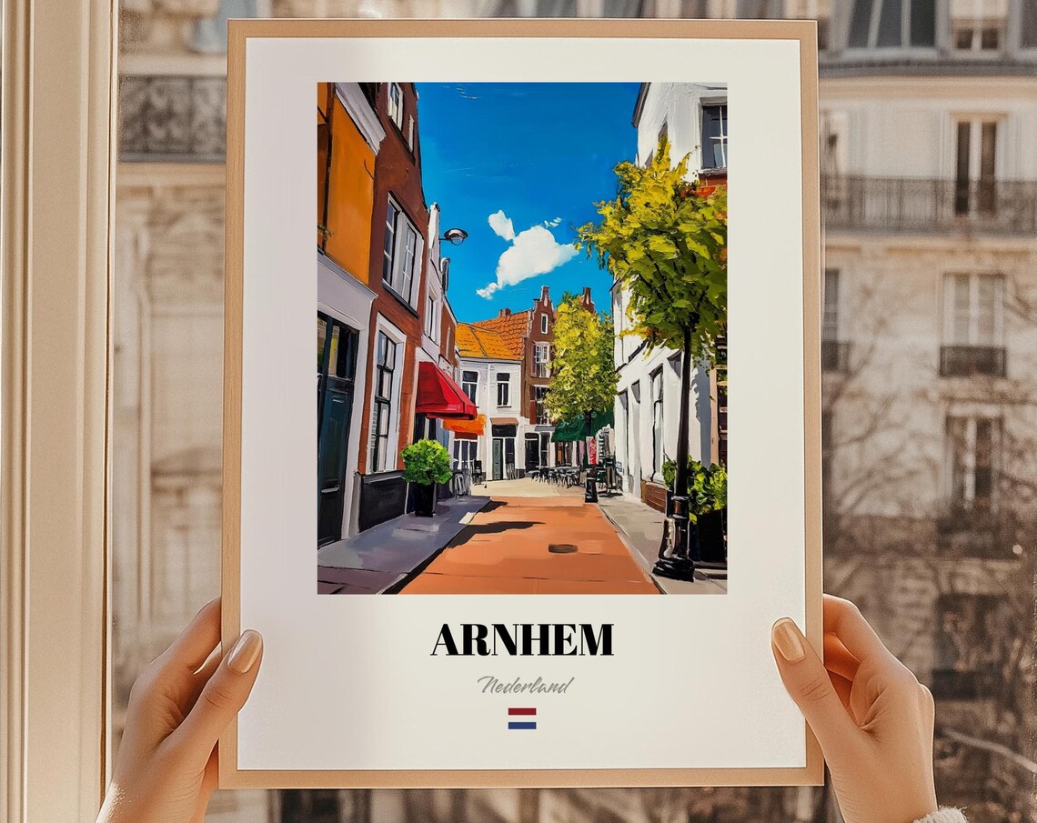 Arnhem Netherlands Poster Vibrant Dutch Street Painting Travel Gift