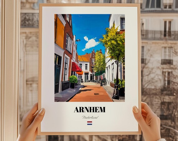 Arnhem Netherlands Poster Vibrant Dutch Street Painting Travel Gift