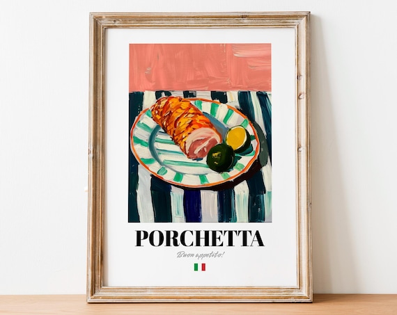 Italian Porchetta Poster Savory Herbs Art For Caf And Kitchen Walls