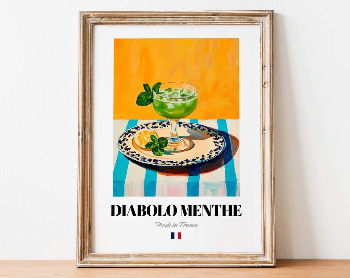 Diabolo Menthe Wall Art Print Poster Mint Soda Artwork For Kitchens
