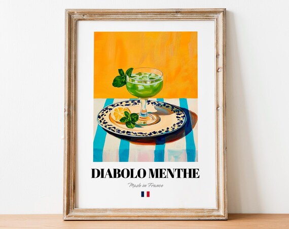 Diabolo Menthe Wall Art Print Poster Mint Soda Artwork For Kitchens