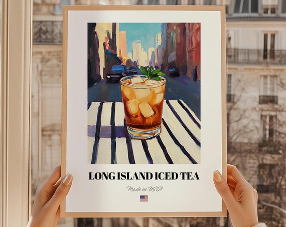 Long Island Iced Tea Cocktail Poster Bar Dcor Wall Art Us Friend Gift Kitchen
