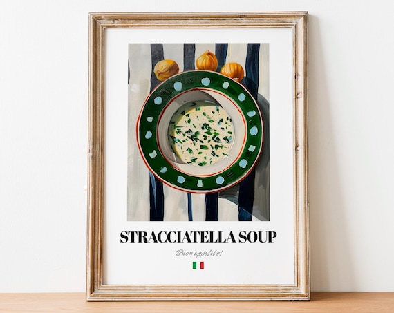 Stracciatella Soup Polka Dot Bowl Italian Kitchen Buon Appetito Poster