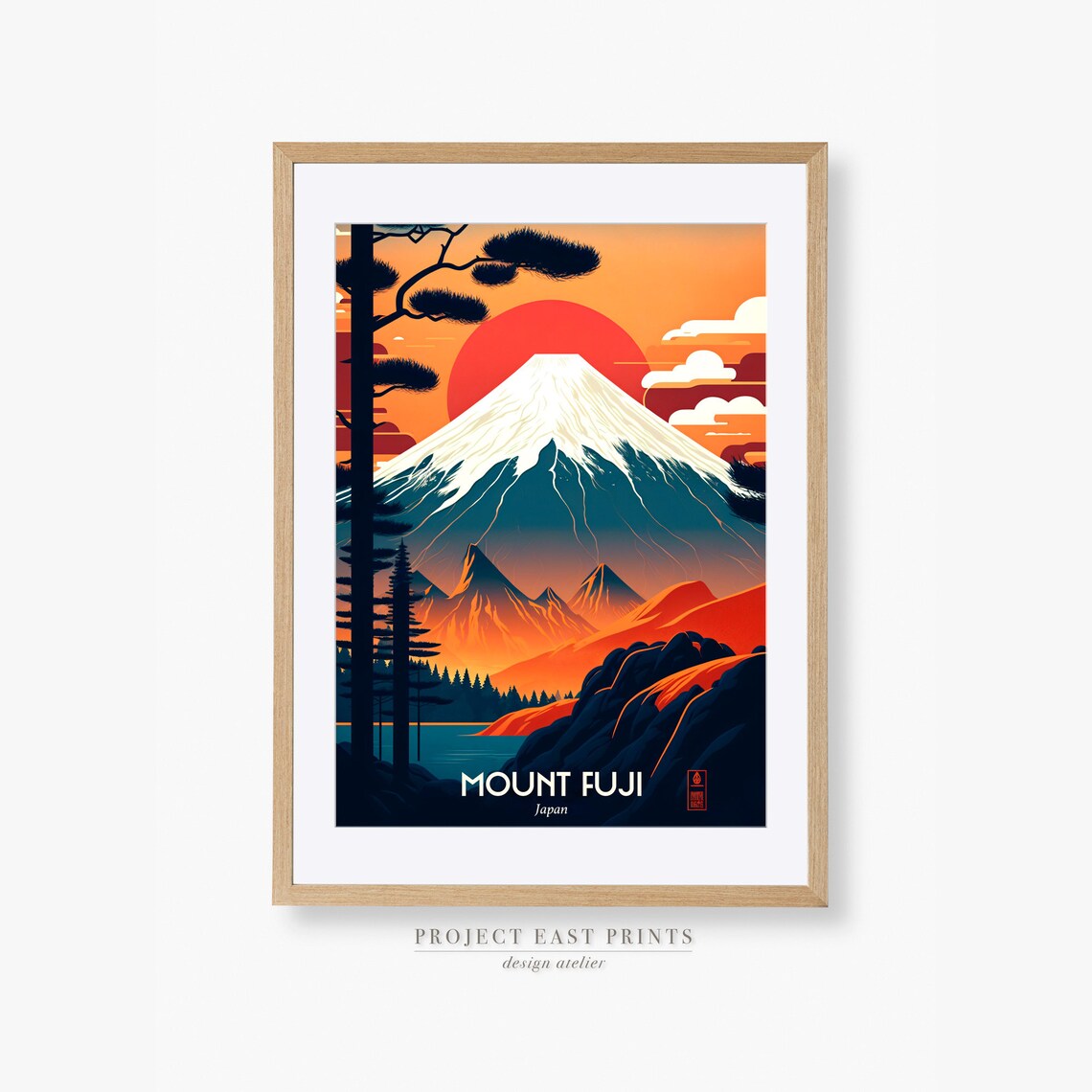 Mount Fuji Japan Snow Peak Rising Sun Retro Vintage Travel Poster - Image 2