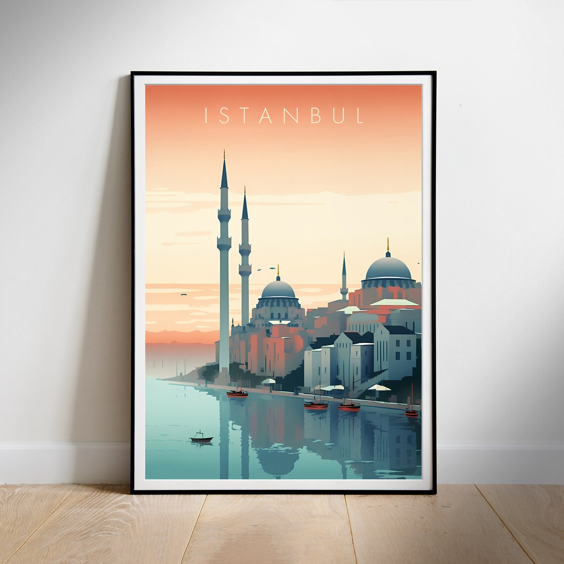Istanbul Watercolor Travel Poster, Turkey Art Print