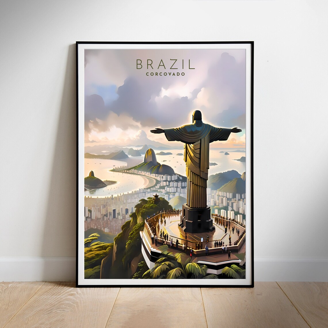 Brazil Corcovado Christ the Redeemer Rio Retro Travel Poster - Image 3