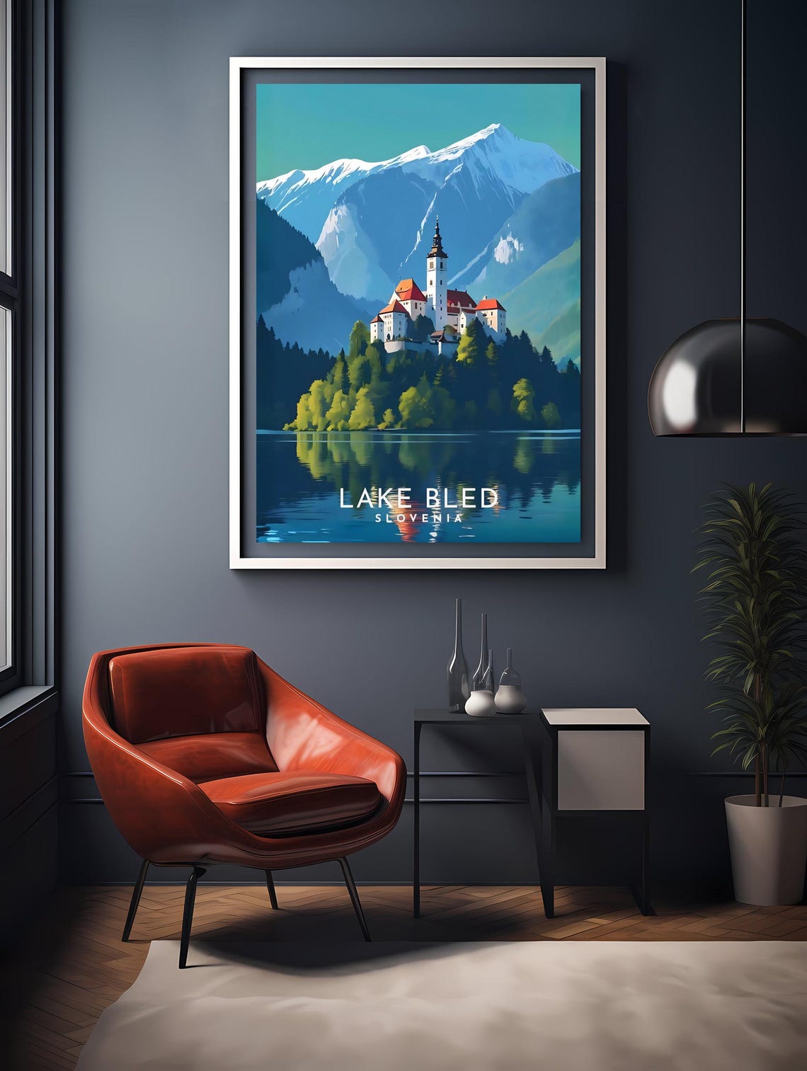 Lake Bled Slovenia Island Church Alpine Lake Mirror Reflection Poster - Image 2
