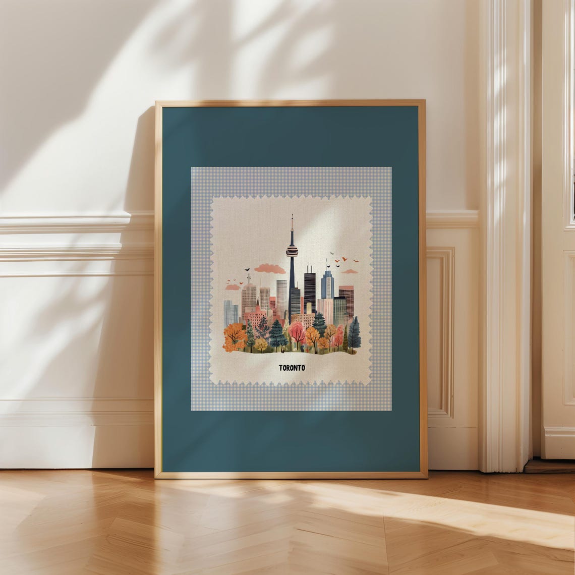 Toronto Canada CN Tower Skyline Vintage Postage Stamp Art Poster