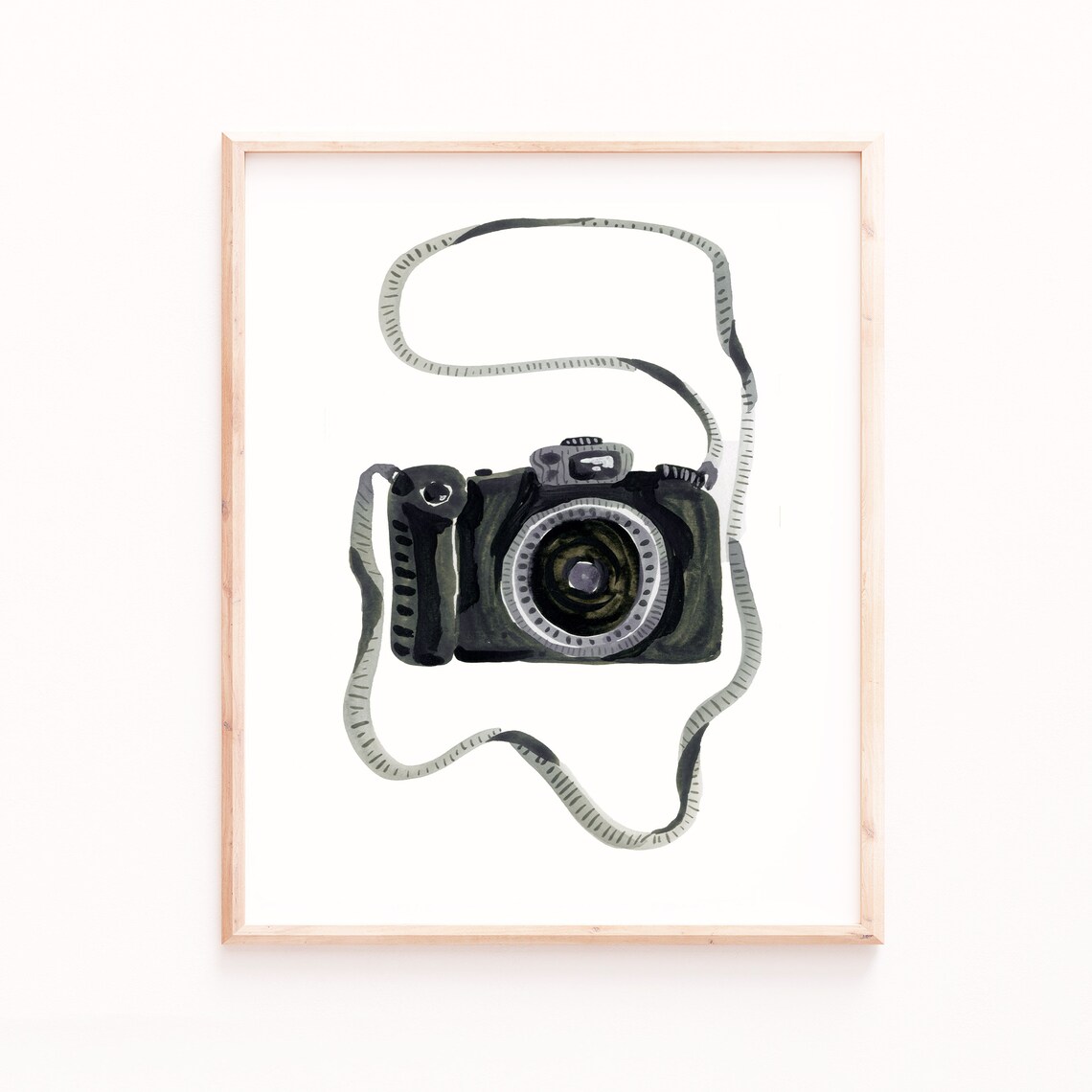 Watercolor Camera In Yellow Bubble Frame Quirky Photographer Art Print - Image 2