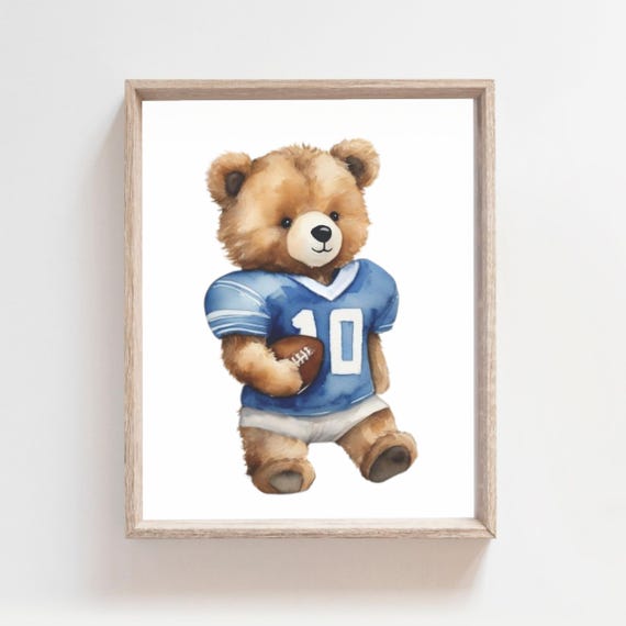 Football Print Bear Football Nursery Art Football Wal Art Sport Wall Art Sports Decor Sport Nursery Prints Childrens Room Decor