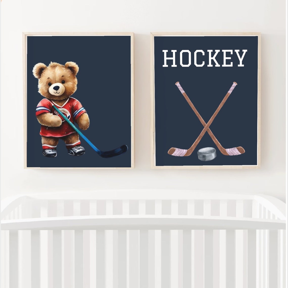Animal Sports Nursery Hockey Nursery Decor Woodland Animal Prints Hockey Nursery Hockey Wall Art Hockey Nursery Print Sports Animals - Image 2