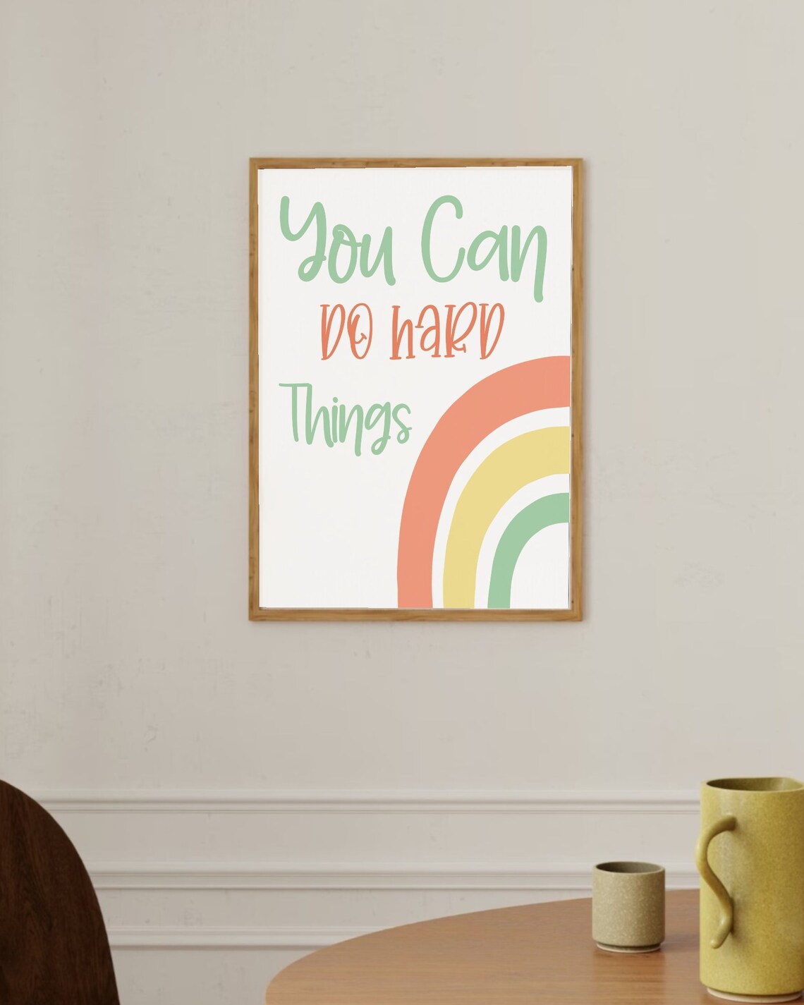 You Can Do Hard Things Rainbow Affirmation Motivational Kids Room Wall Art - Image 2