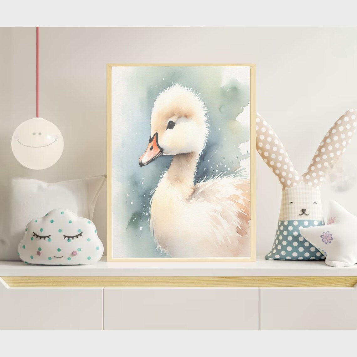 Adorable Baby Cow Watercolor Hanging Nursery Farm Decor Poster