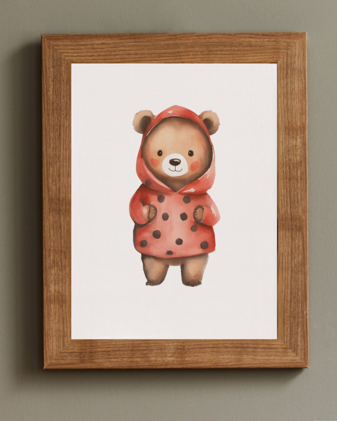 Teddy Bear in Bee Costume Watercolor Cute Kids Room Wall Poster - Image 2