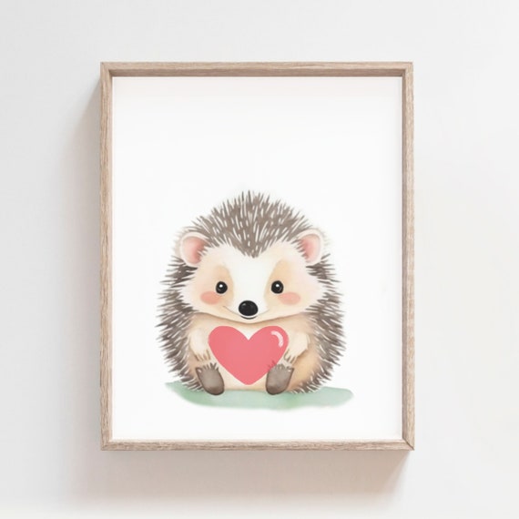 Hedgehog Art Nursery Decor Watercolor Hedgehog Baby Animal Print Woodland Animals Kids Poster Baby Animals Nursery Art Kids Decor