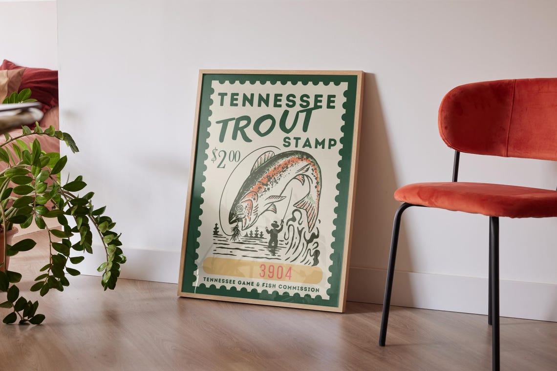 Trout Fish Travel Poster, Beach Art