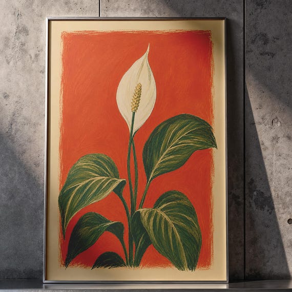 Peace Lily Art Print, Plant Decor