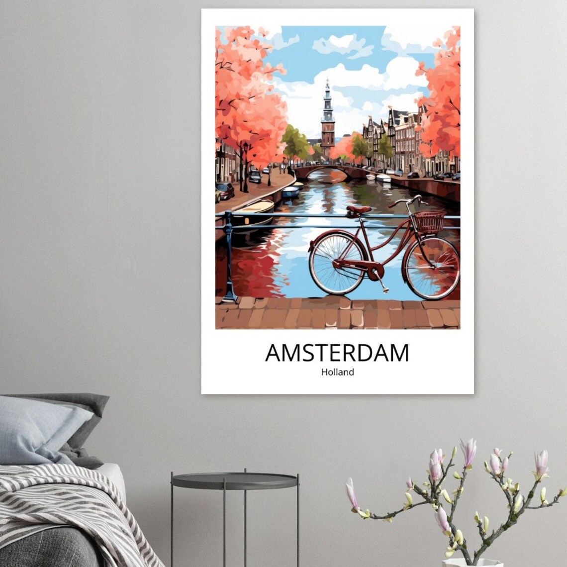 Amsterdam Travel Poster Amsterdam City Print Holland Travel Poster Amsterdam Gift Amsterdam Souvenir Amsterdam Wall Decoration City Print - Image 3
