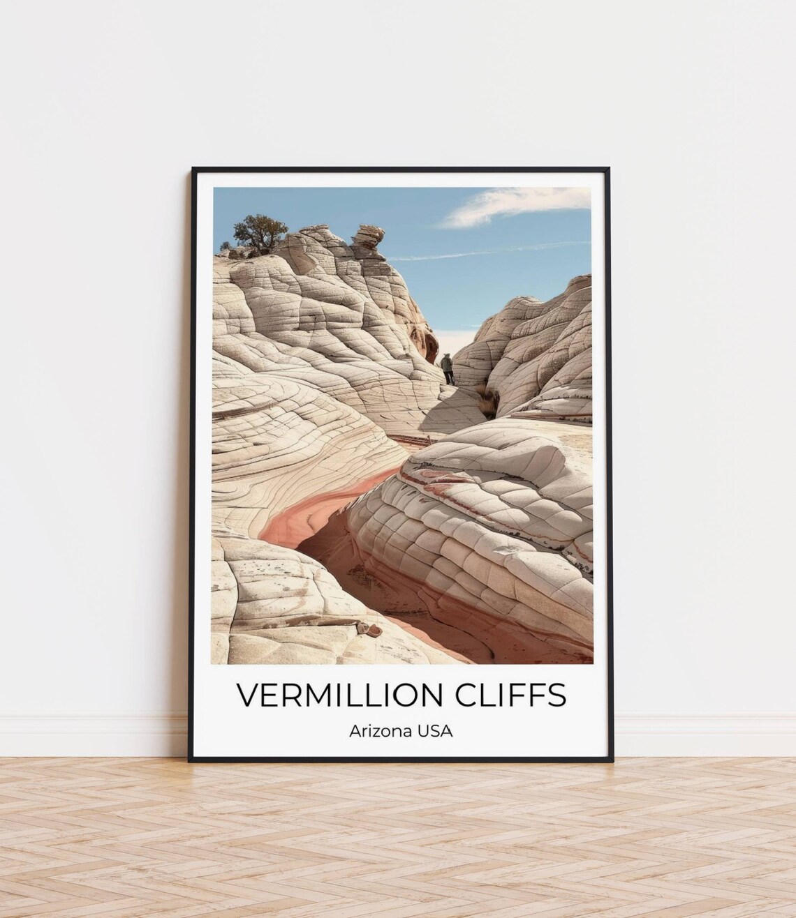 Vermillion Cliffs Arizona White Sandstone Formations Hiker Travel Poster - Image 2
