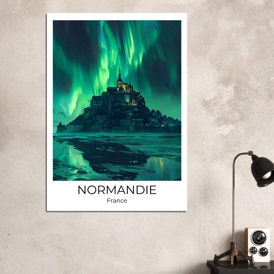 Normandy France Mont Saint Michel Aurora Reflection Seascape Poster - Image 2