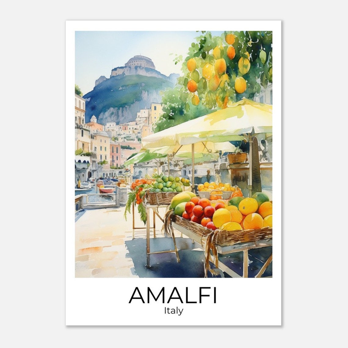 Amalfi Italy Travel Poster Amalfi Market Wall Art Italy Travel Print Amalfi Market Wall Decoration - Image 3